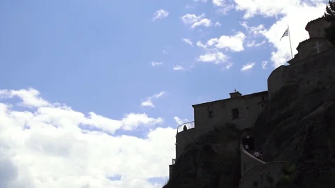 Meteora monastery thessaly, time lapse  monastery holy trinity in meteora greece Video stock 129091157