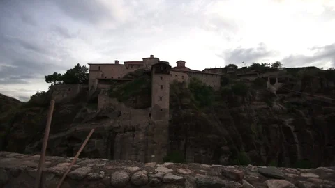 Meteora monastery thessaly, time lapse  monastery holy trinity in meteora greece Video stock 129100768