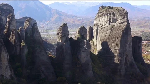 Meteora panoramic view a sunny day Stock Footage 82782207