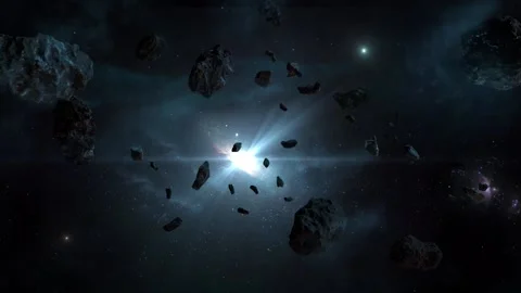 Meteorides, asteroides with galaxy Stock Footage 189922733