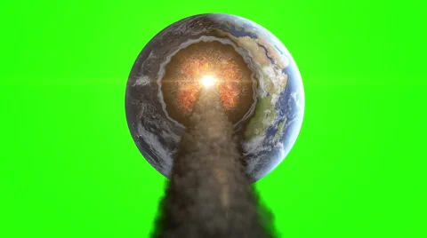 Meteorite, asteroid collision with the planet Earth. Fiery crater. Apocalypse.  Stock Footage 65356045