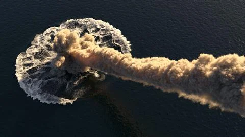 Meteorite falls into the ocean Stock Illustration