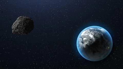 A meteorite flying in space towards our earth. Danger to life Stock Footage 128113362