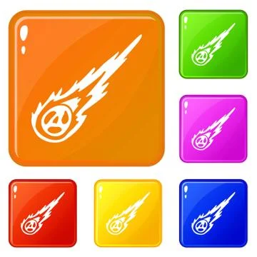 Meteorite icons set vector color Ilustración de archivo
