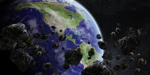 Meteorite impact on planet Earth in space Stock Illustration