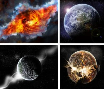 Meteorite impact on a planet in space Stock Illustration