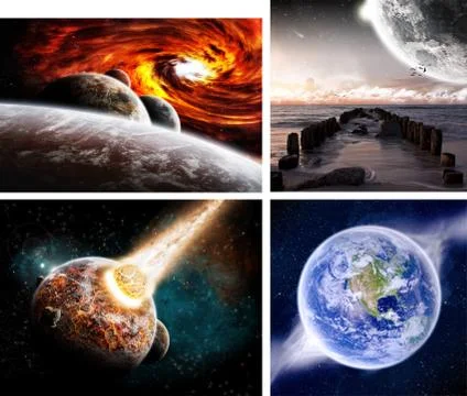 Meteorite impact on a planet in space Stock Illustration