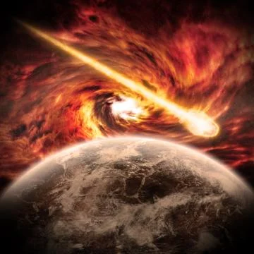 Meteorite impact on a planet in space Stock Illustration