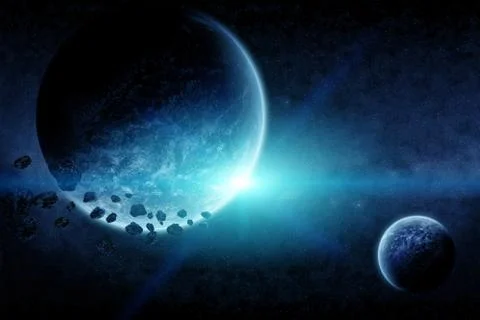 Meteorite impact on a planet in space 스톡 일러스트