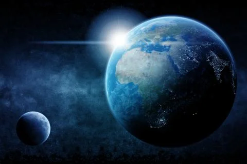 Meteorite impact on a planet in space Stock Illustration