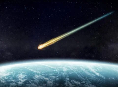 Meteorite impact on a planet in space Stock Illustration