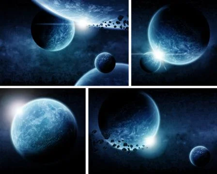 Meteorite impact on a planet in space Stock Illustration