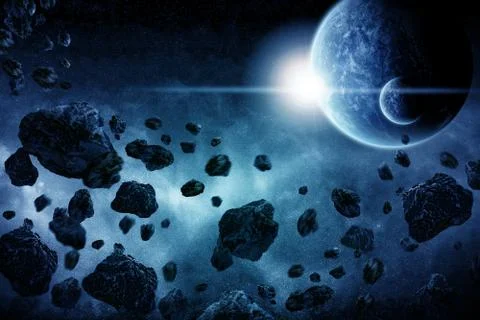 Meteorite impact on a planet in space Stock Illustration