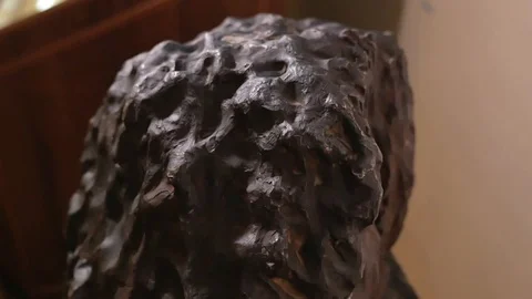 Meteorite iron exhibit in the Museum Stock Footage 118970941