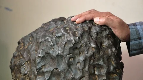 Meteorite iron exhibit in the Museum Stock Footage 118971258