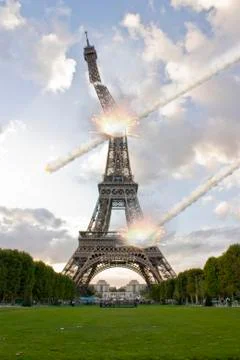 Meteorite shower on the Eiffel Tower Stock Illustration