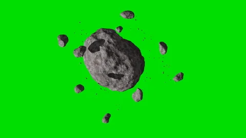Meteorite with splinters rotate on a green background. Stock Footage 91184516