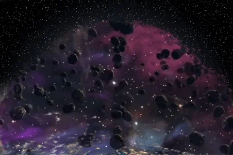 Meteorites floating in space Stock Footage 202617237