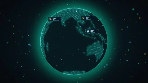 Meteorological station network globe asia pacific seamless loop 動画素材 343397501