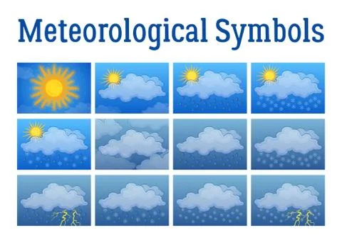 Meteorological Symbols, Set Stock Illustration
