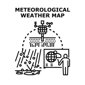 Meteorological weather map measuring global climate data Stock Illustration