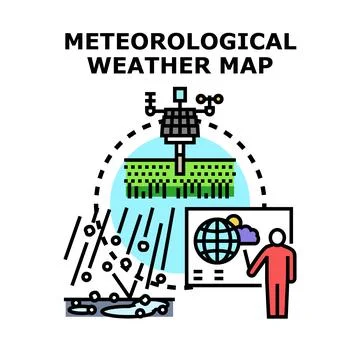 Meteorological weather map measuring global climate data Stock Illustration