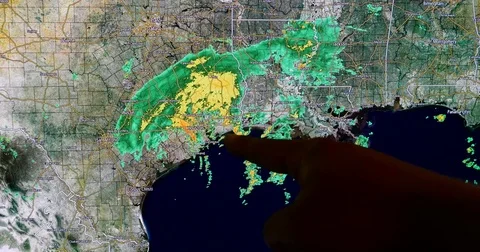 Meteorologist Analyzing Satellite Weather Map of Hurricane Harvey 4K Stock Video Stock Footage