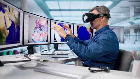 Meteorologist Analyzing Weather Data For Climate Change Research Stock Footage 328716881