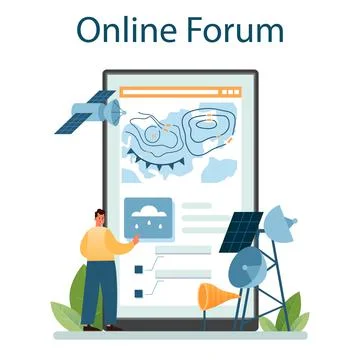 Meteorologist online service or platform. Weather forecaster studying Stock Illustration