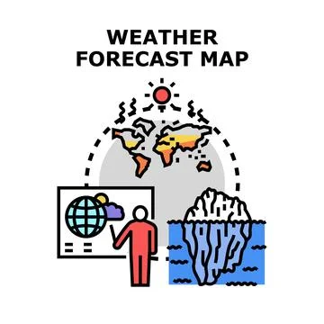Meteorologist presenting global weather forecast and climate change Stock Illustration