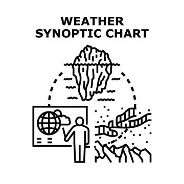 Meteorologist presenting global weather synoptic chart analysis Stock Illustration