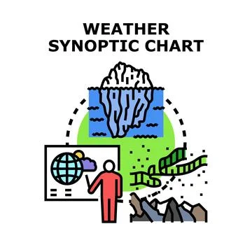 Meteorologist presenting global weather synoptic chart analysis Stock Illustration