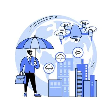 Meteorology drones abstract concept vector illustration. Illustrazione stock