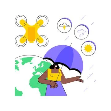 Meteorology drones abstract concept vector illustration. Illustrazione stock