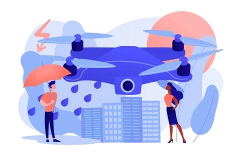 Meteorology drones concept vector illustration. Illustrazione stock