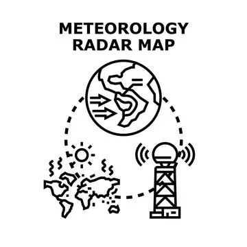 Meteorology radar map forecasting global weather conditions Stock Illustration