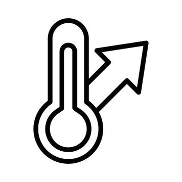 Meteorology thermometer measuring icon linear logo mark in black and white Stock Illustration