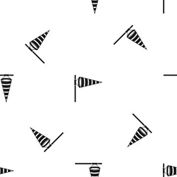 Meteorology windsock inflated by wind pattern seamless black Illustrazione stock