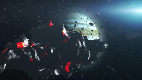 Meteors and asteroid Heading Planet Jupiter Stock Footage 262649952