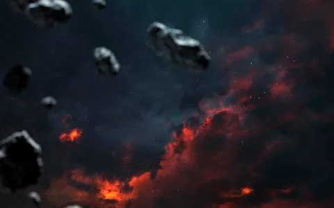 Meteors in endless cold space Stock Photos