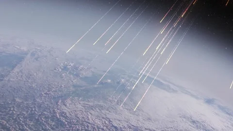 Meteors falling from space on planet earth, Stock Footage 247873268