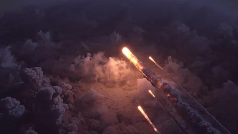 Meteors flying over the clouds Stock Footage 131248225