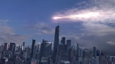 Meteors or space junk falling above Manhattan sky's Stock Footage 247873627