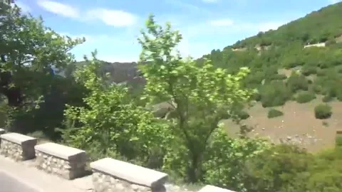 Meteors. View from the bus road, trees, nature. Video stock 143066991