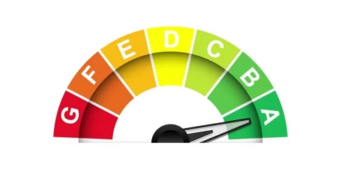 Meter and scale of Energy Efficiency Certification. Set of all classes. Stock Footage 283534204