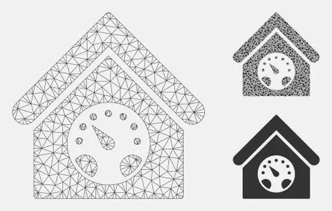 Meter Building Vector Mesh Wire Frame Model and Triangle Mosaic Icon Ilustración de archivo