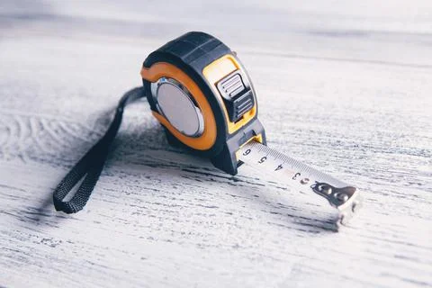 Meter for construction on the table Stock Photos