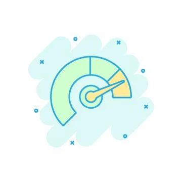 Meter dashboard icon in comic style. Credit score indicator level vector cart Stock Illustration