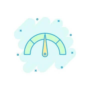 Meter dashboard icon in comic style. Credit score indicator level vector cart Stock Illustration
