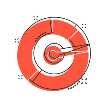 Meter dashboard icon in comic style. Credit score indicator level vector cart Stock Illustration